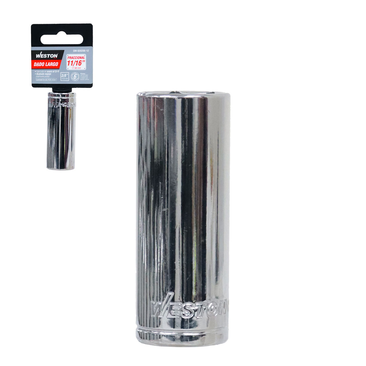 DADO LARGO CUADRO 3/8" 6 PUNTAS, 11/16"