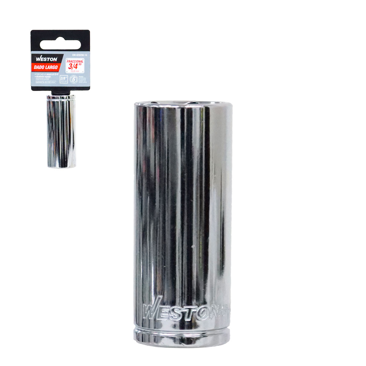 DADO LARGO CUADRO 3/8" 6 PUNTAS, 3/4"