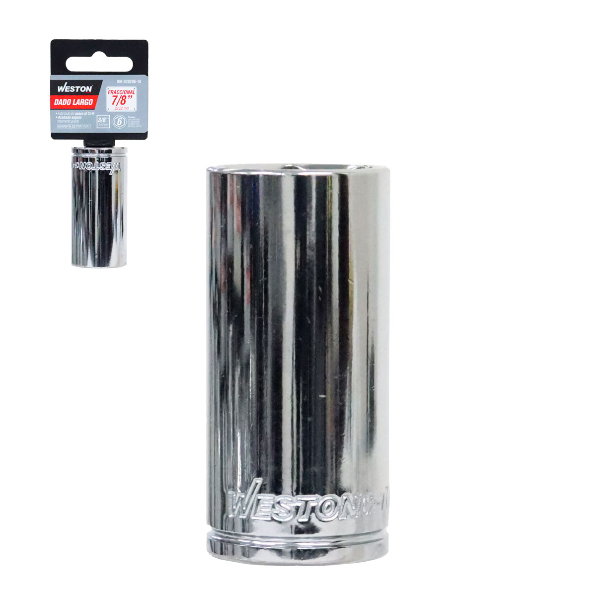 DADO LARGO CUADRO 3/8" 6 PUNTAS, 7/8"
