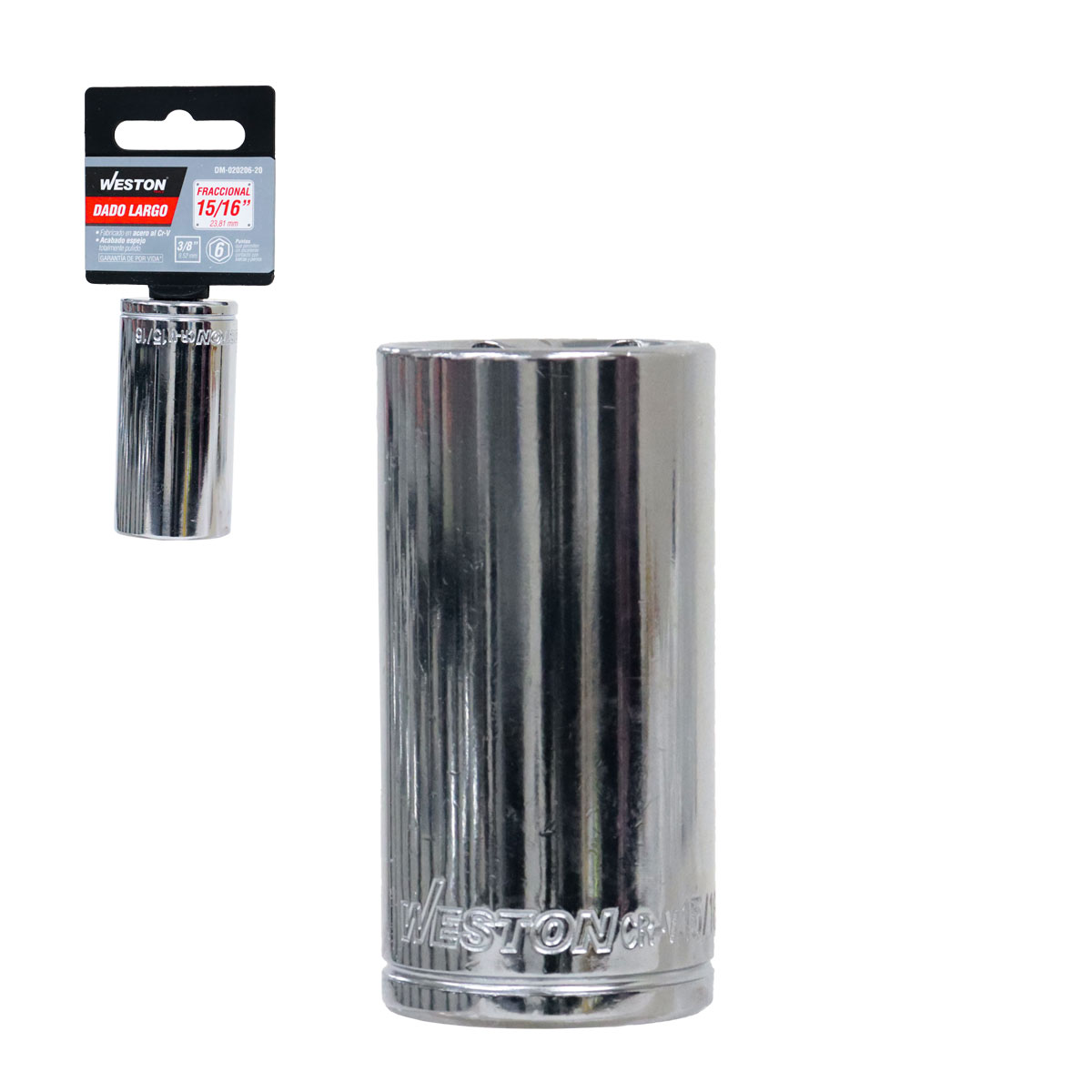DADO LARGO CUADRO 3/8" 6 PUNTAS, 15/16"