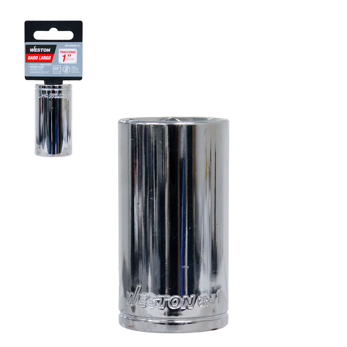 DADO LARGO CUADRO 3/8" 6 PUNTAS, 1"