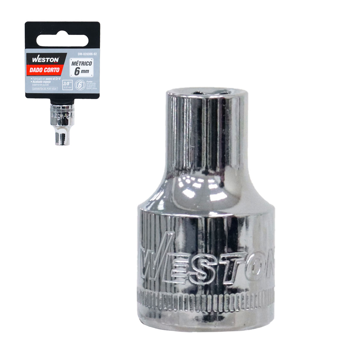 DADO CORTO CUADRO 3/8" 6 PUNTAS, 6MM