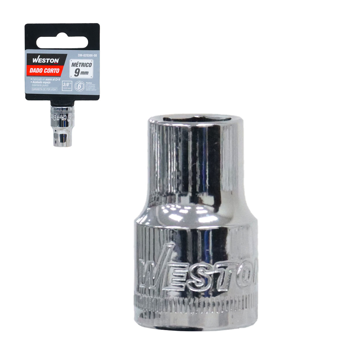 DADO CORTO CUADRO 3/8" 6 PUNTAS, 9MM
