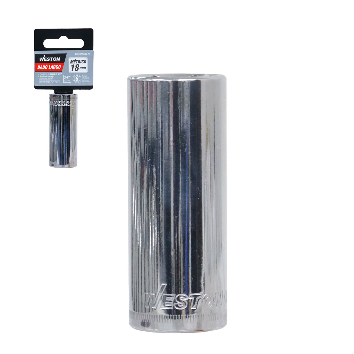 DADO LARGO CUADRO 3/8" 6 PUNTAS, 18MM