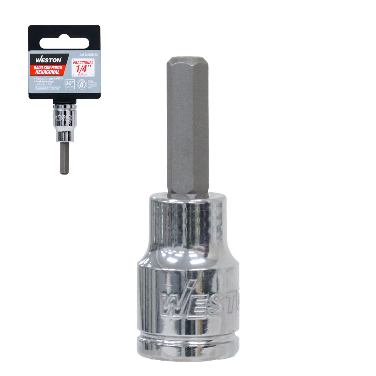 DADO CUADRO 3/8" CON PUNTA HEXAGONAL , 1/4"