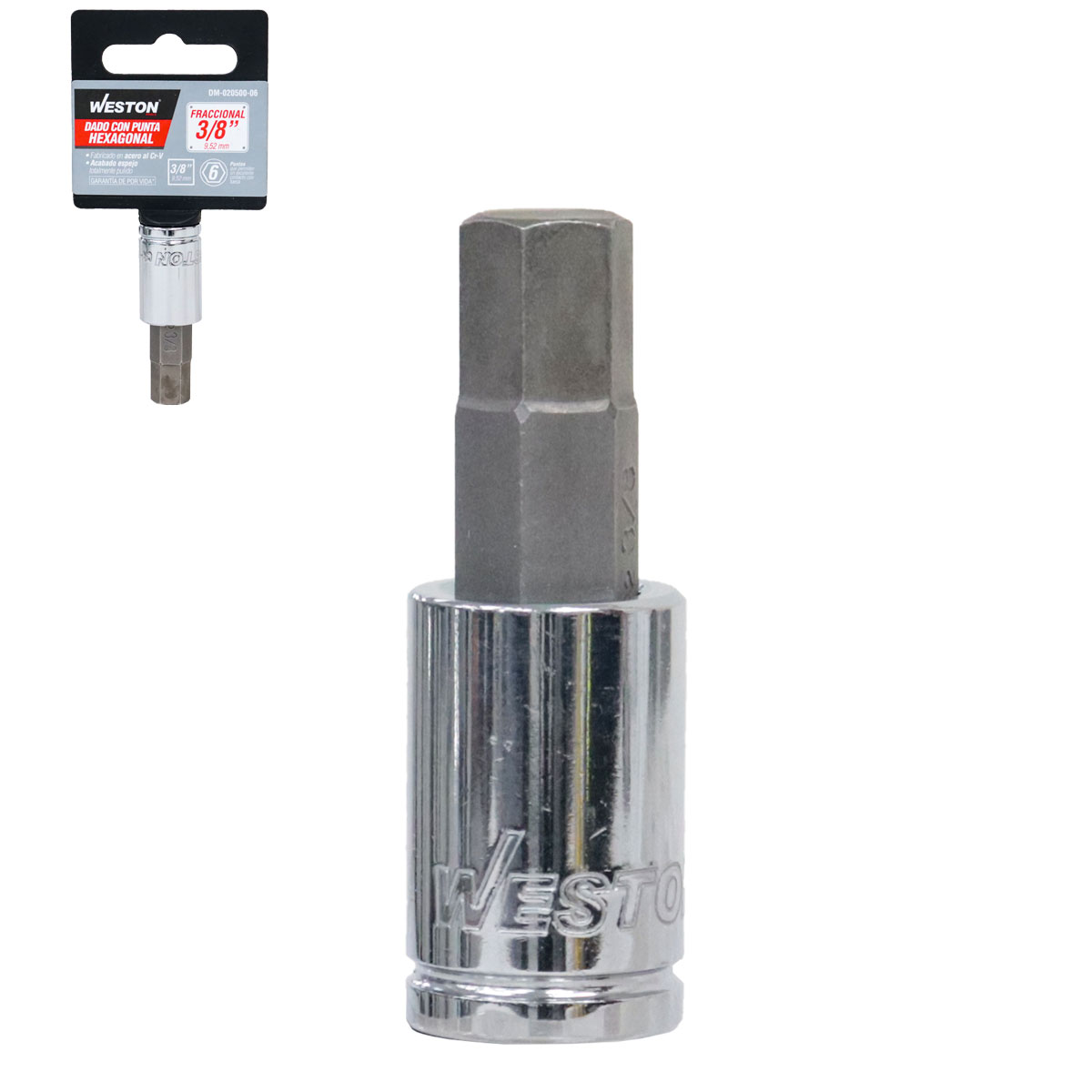 DADO CUADRO 3/8" CON PUNTA HEXAGONAL , 3/8"