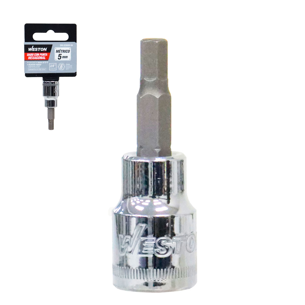 DADO CUADRO 3/8" CON PUNTA HEXAGONAL , 5MM