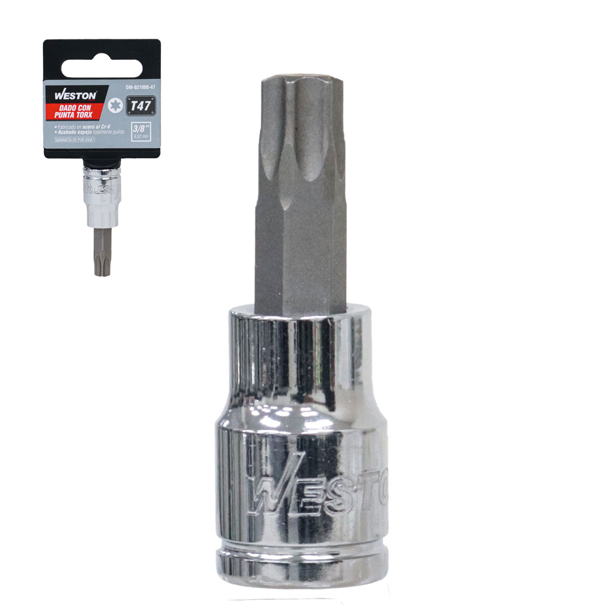 DADO CUADRO 3/8" CON PUNTA TORX, T47