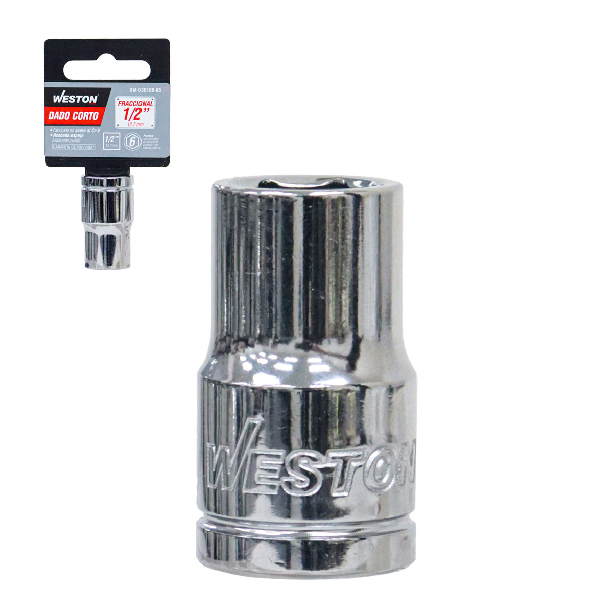 DADO CORTO CUADRO 1/2" 6 PUNTAS, 1/2"