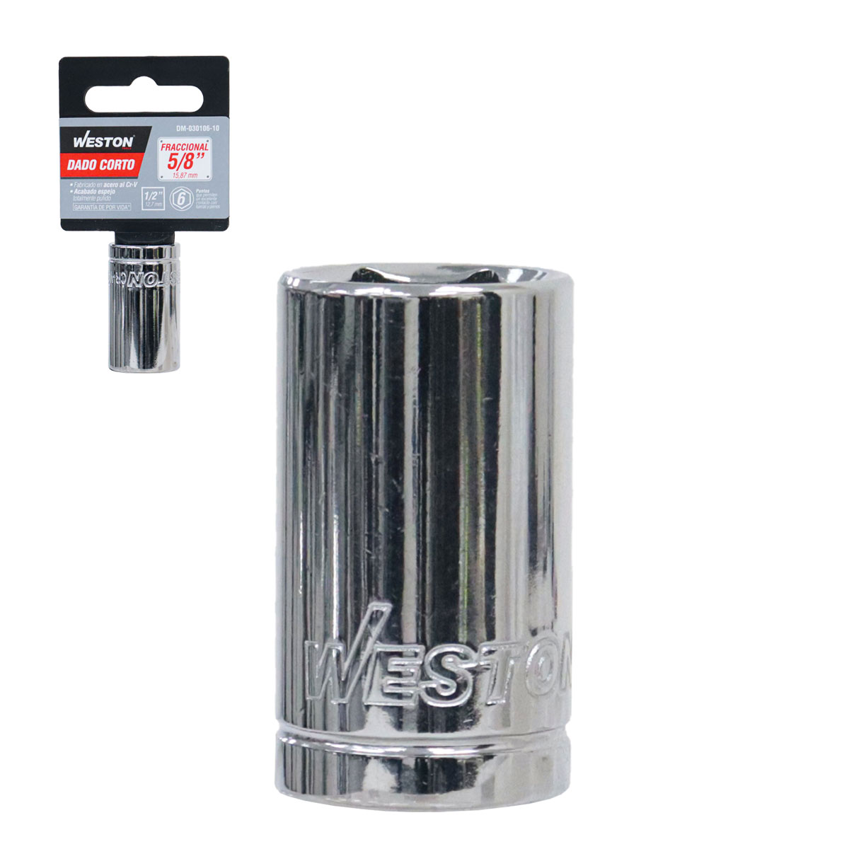 DADO CORTO CUADRO 1/2" 6 PUNTAS, 5/8"
