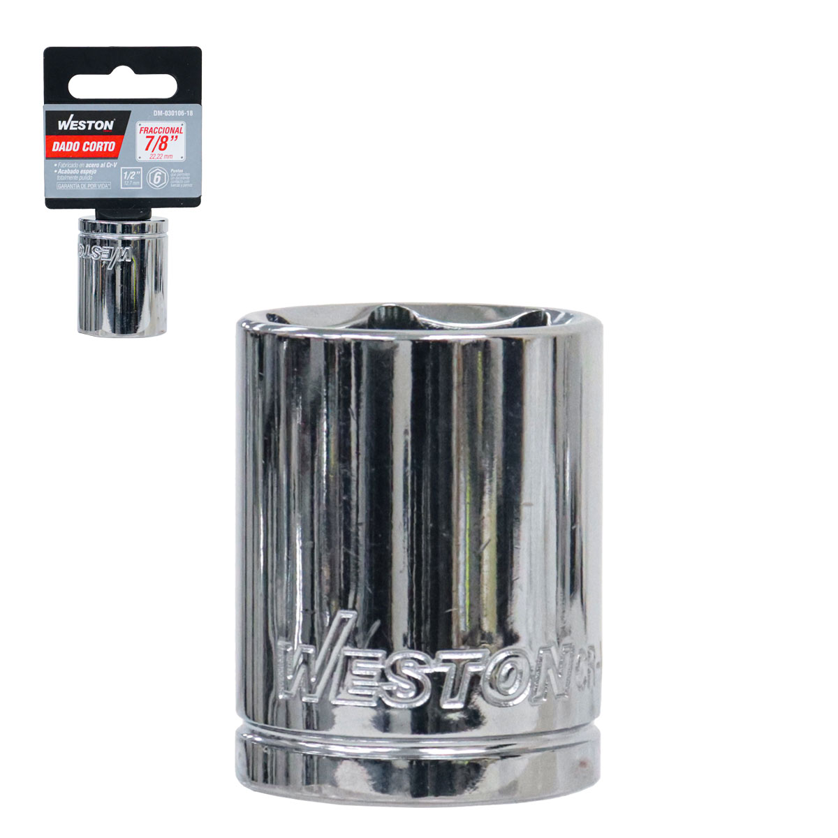DADO CORTO CUADRO 1/2" 6 PUNTAS, 7/8"