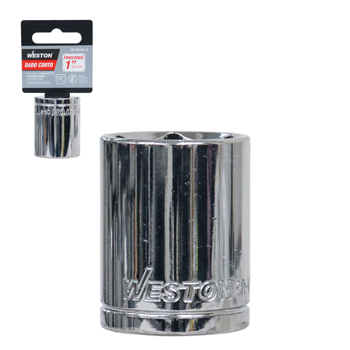DADO CORTO CUADRO 1/2" 6 PUNTAS, 1"