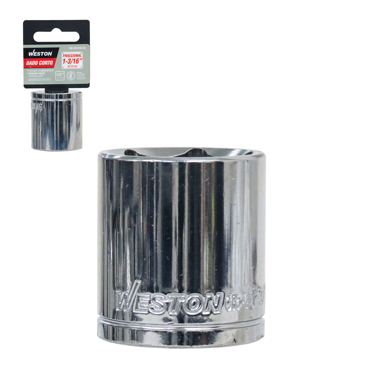 DADO CORTO CUADRO 1/2" 6 PUNTAS, 1-3/16"