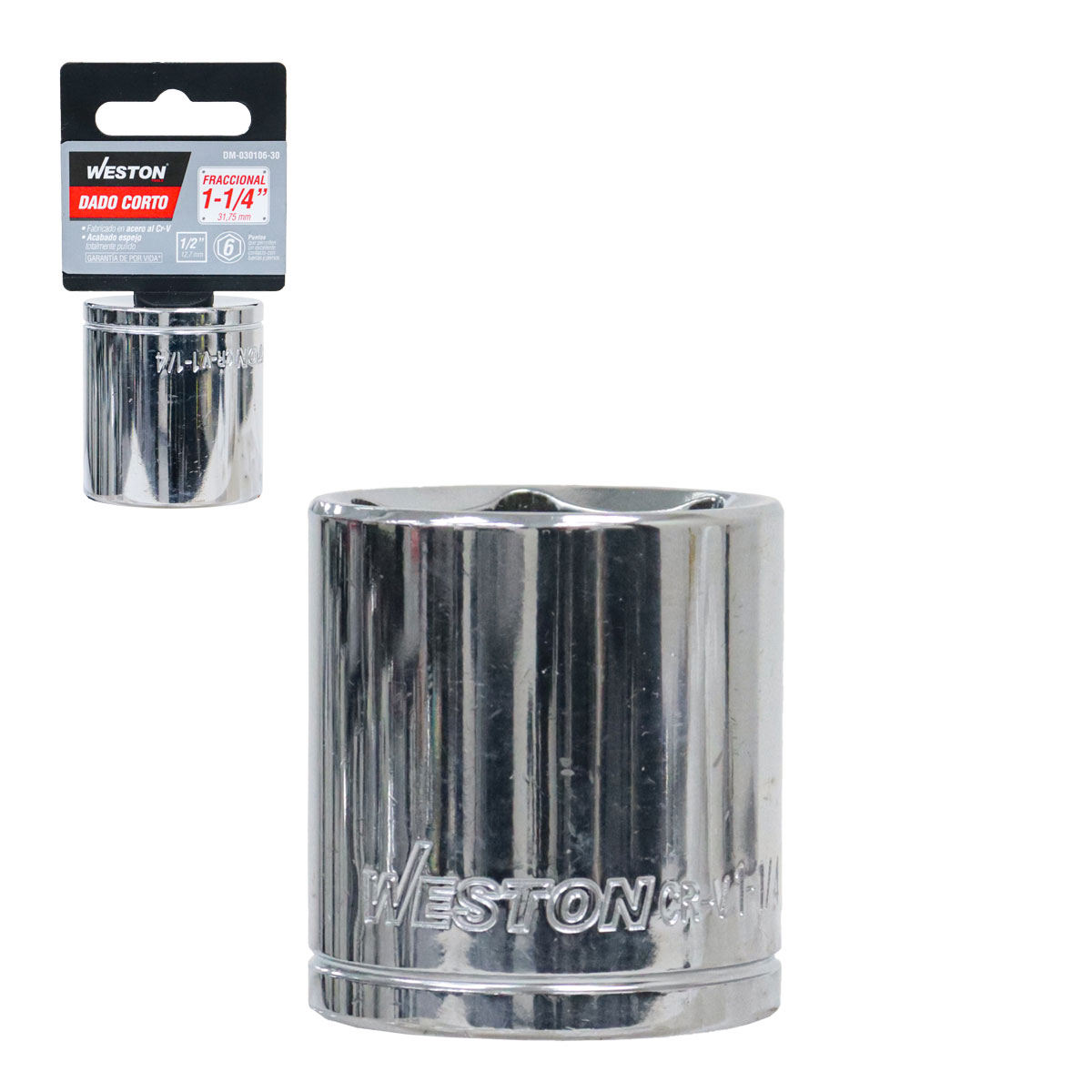 DADO CORTO CUADRO 1/2" 6 PUNTAS, 1-1/4"
