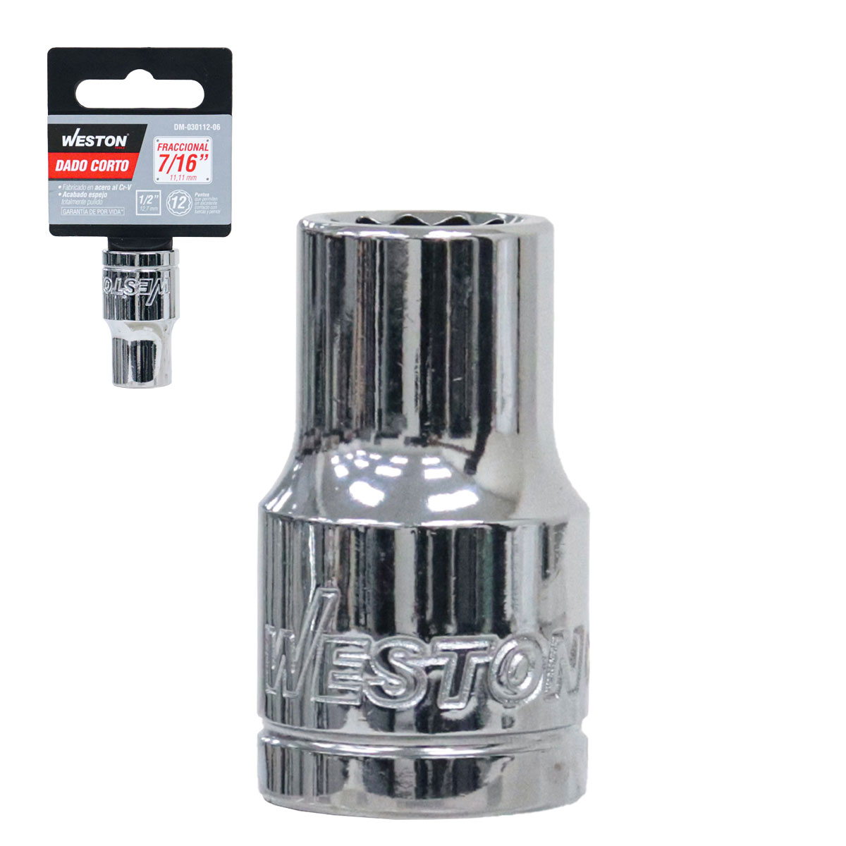 DADO CORTO CUADRO 1/2" 12 PUNTAS, 7/16"