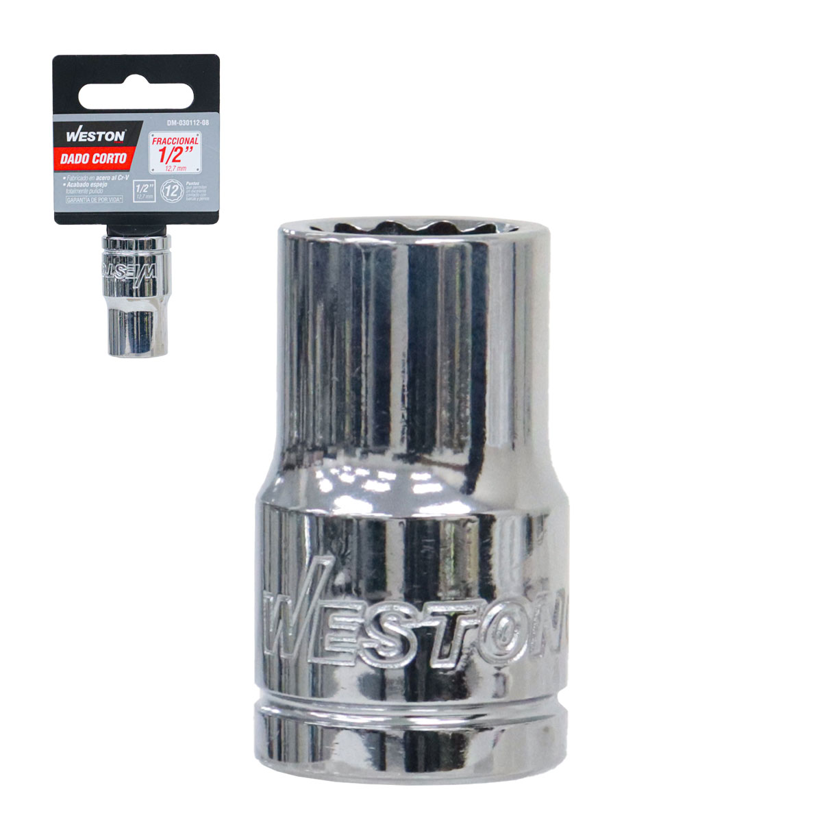 DADO CORTO CUADRO 1/2" 12 PUNTAS, 1/2"