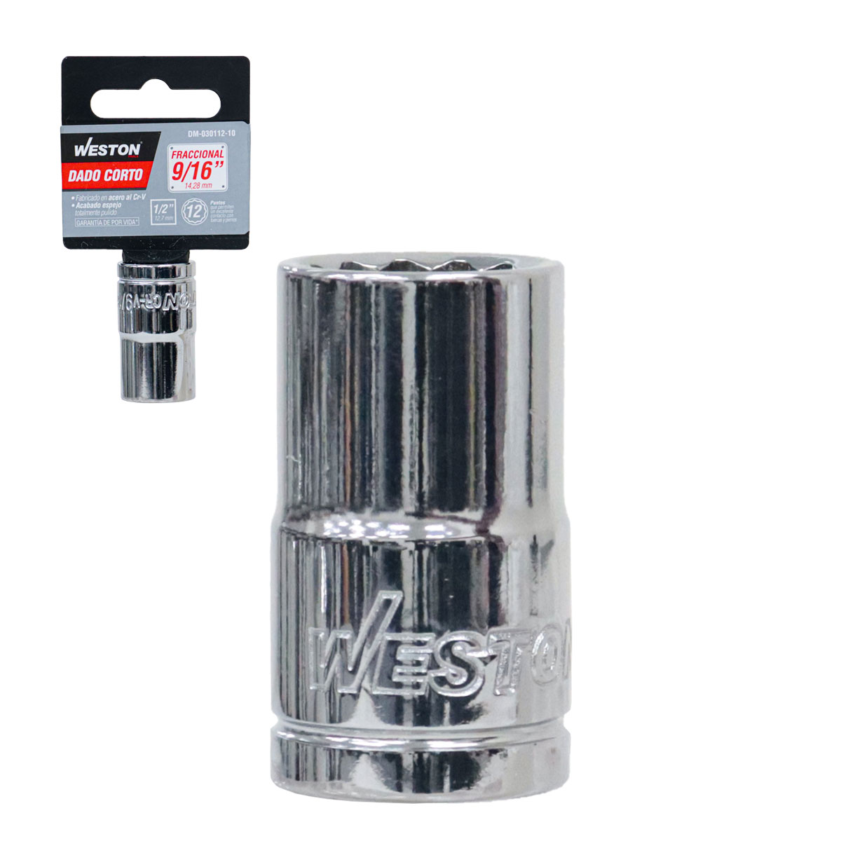 DADO CORTO CUADRO 1/2" 12 PUNTAS, 9/16"