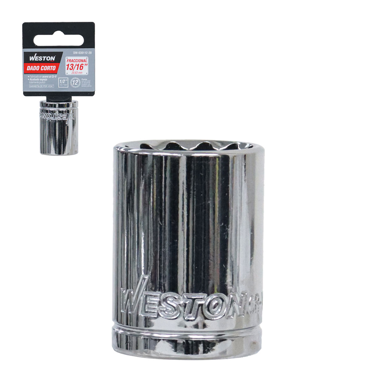 DADO CORTO CUADRO 1/2" 12 PUNTAS, 13/16"