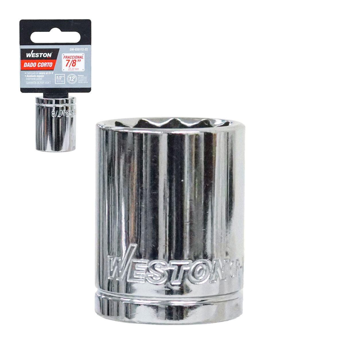 DADO CORTO CUADRO 1/2" 12 PUNTAS, 7/8"