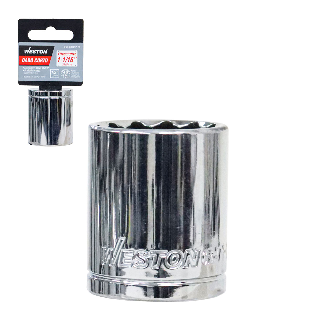 DADO CORTO CUADRO 1/2" 12 PUNTAS, 1-1/16"