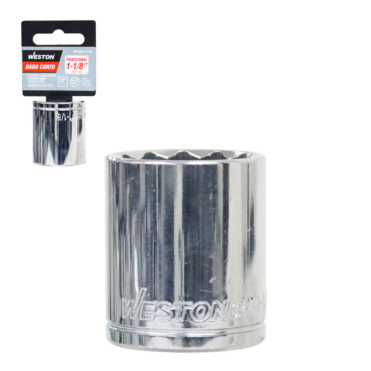 DADO CORTO CUADRO 1/2" 12 PUNTAS, 1-1/8"