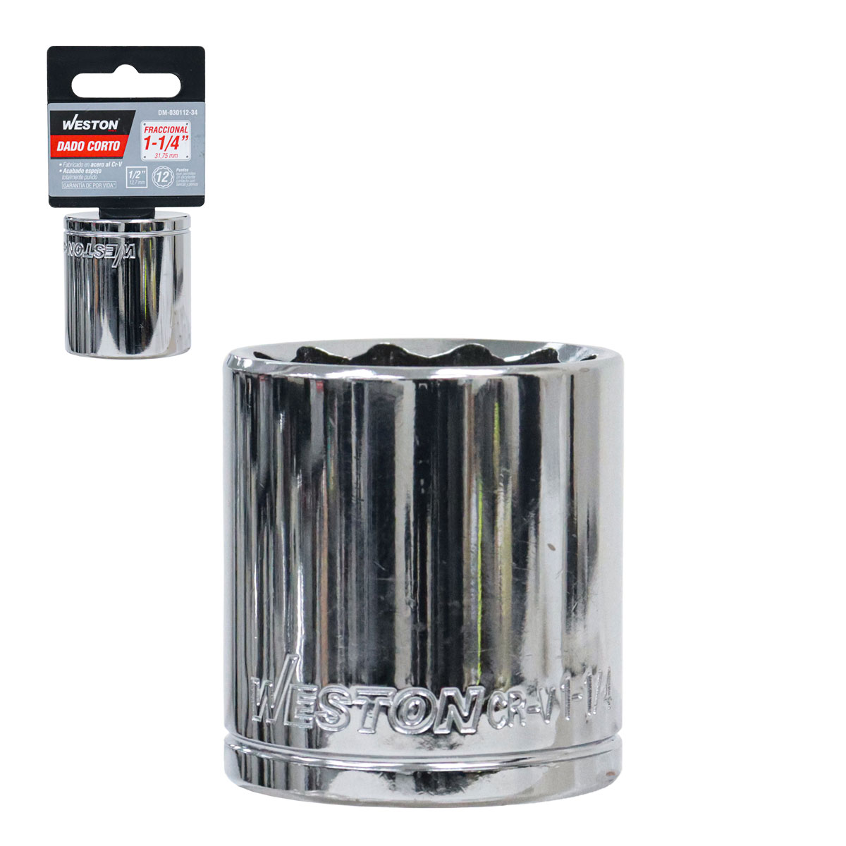 DADO CORTO CUADRO 1/2" 12 PUNTAS, 1-1/4"