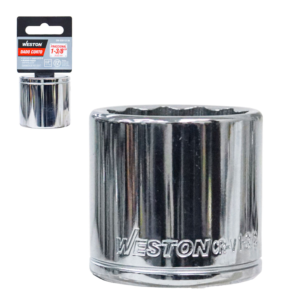 DADO CORTO CUADRO 1/2" 12 PUNTAS, 1-3/8"