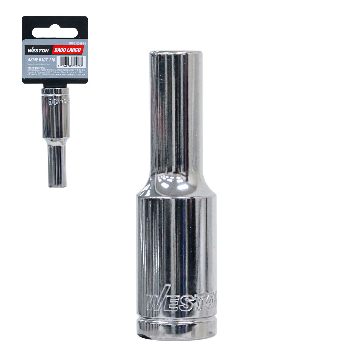 DADO LARGO CUADRO 1/2" 6 PUNTAS, 3/8"