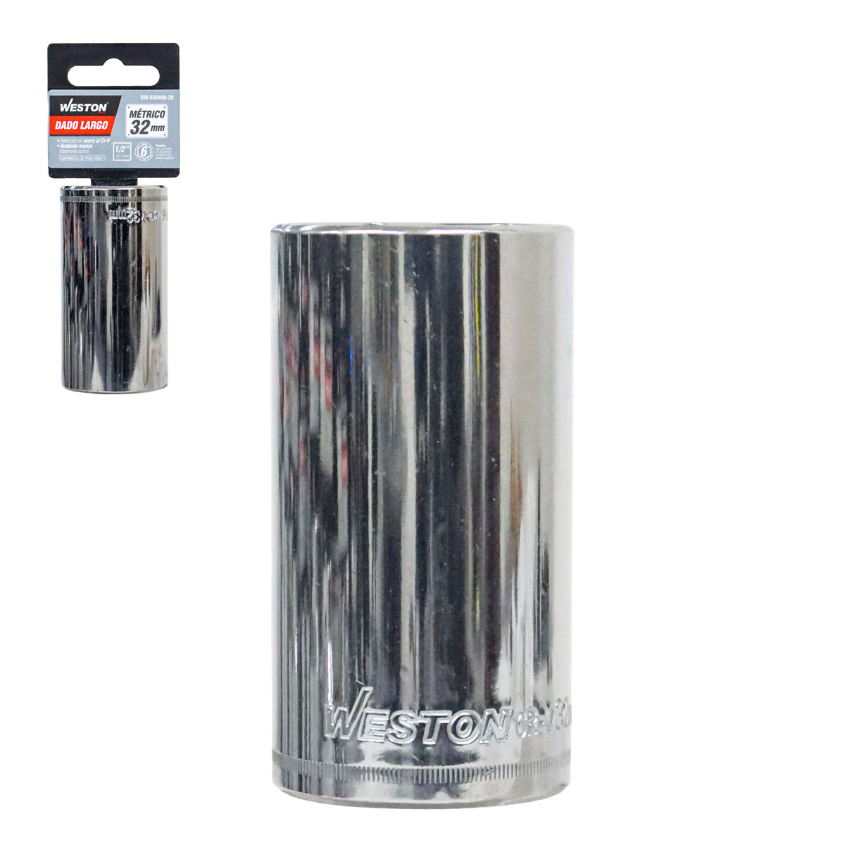 DADO LARGO CUADRO 1/2" 6 PUNTAS, 32MM