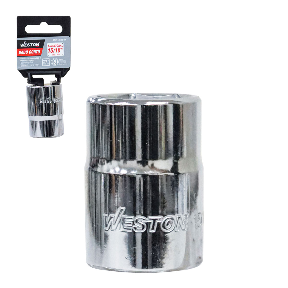 DADO CORTO CUADRO 3/4" 6 PUNTAS, 15/16"