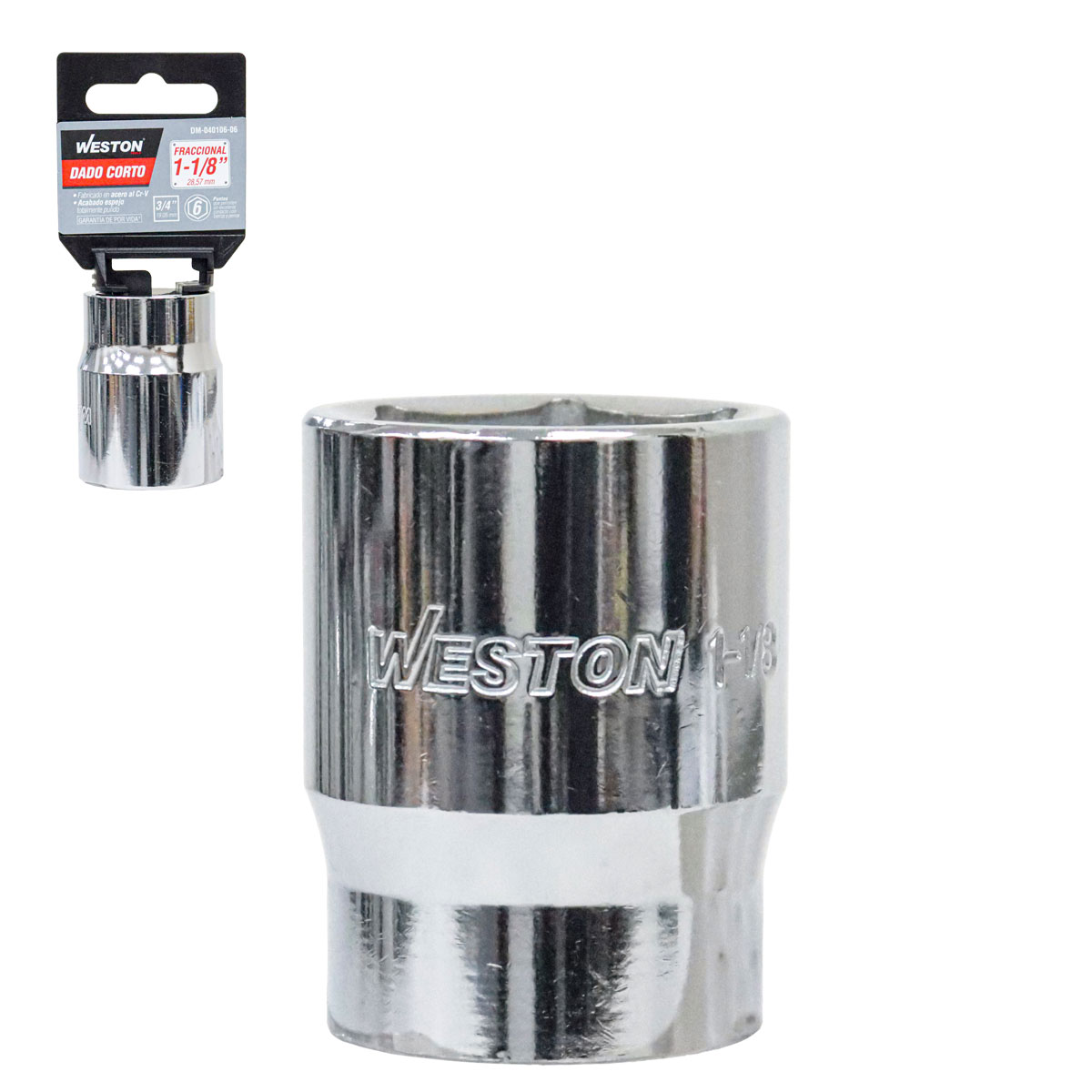 DADO CORTO CUADRO 3/4" 6 PUNTAS, 1-1/8"