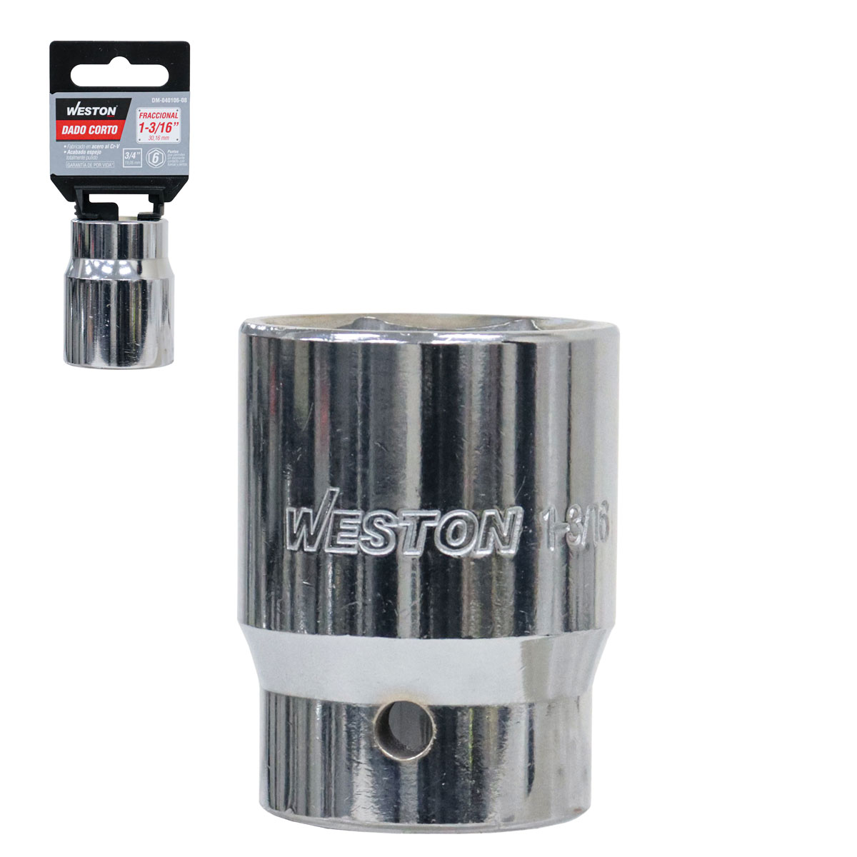 DADO CORTO CUADRO 3/4" 6 PUNTAS, 1-3/16"