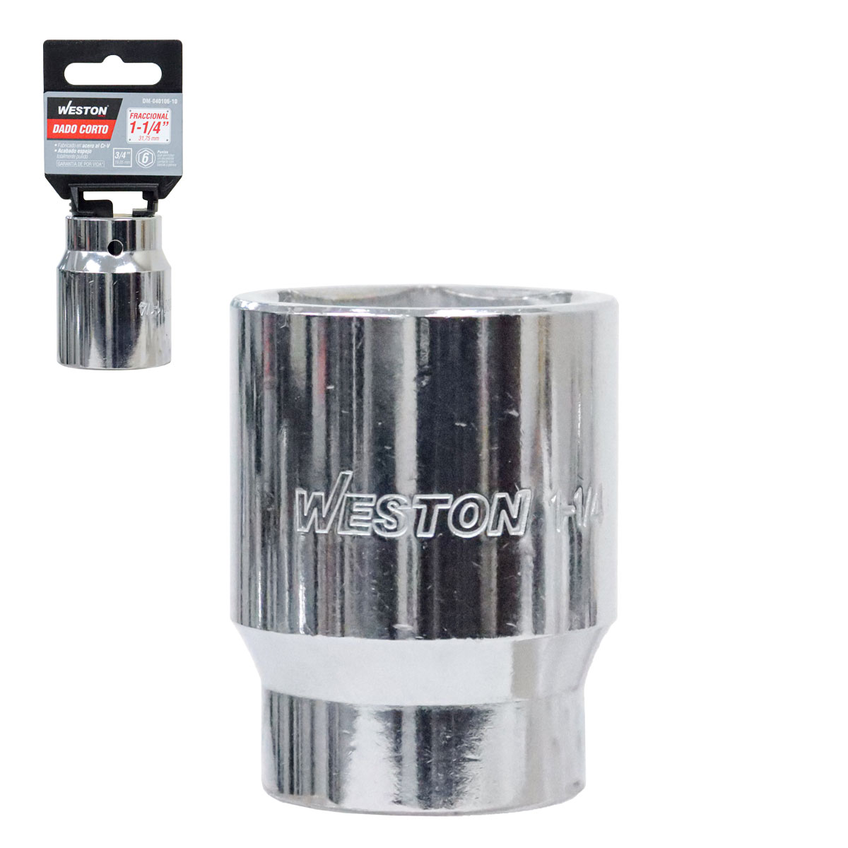 DADO CORTO CUADRO 3/4" 6 PUNTAS, 1-1/4"