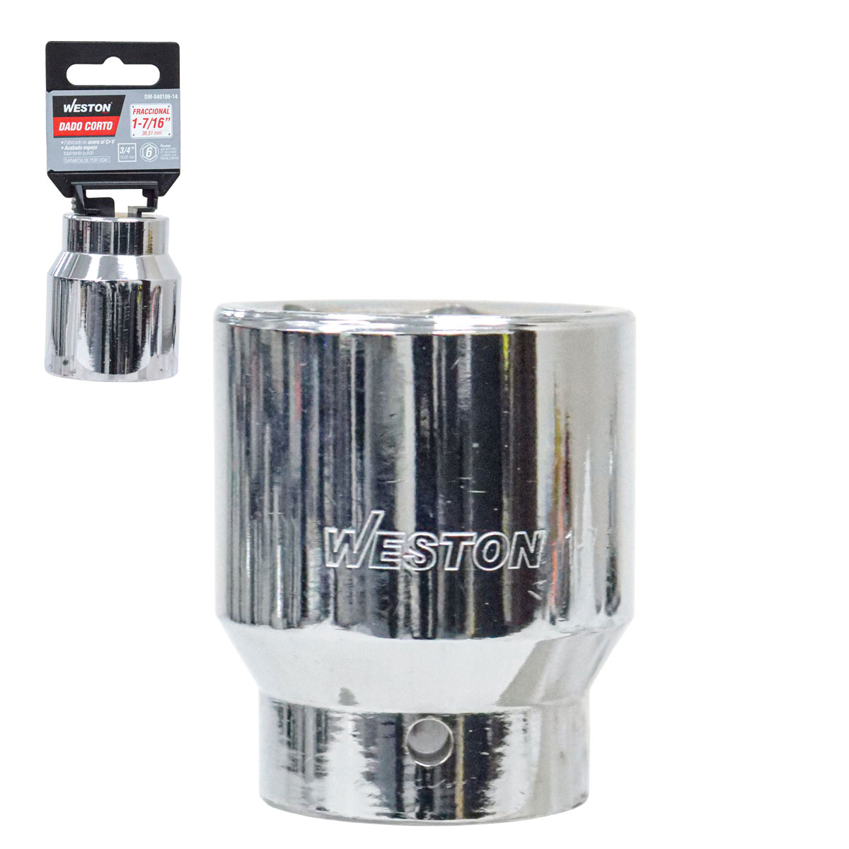 DADO CORTO CUADRO 3/4" 6 PUNTAS, 1-7/16"