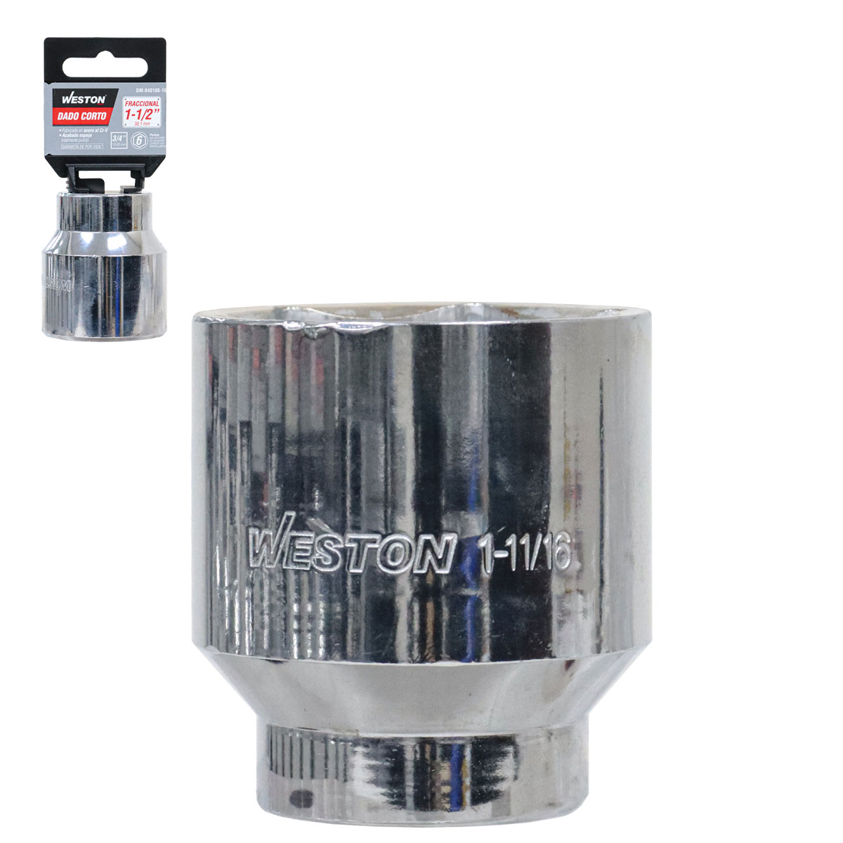 DADO CORTO CUADRO 3/4" 6 PUNTAS, 1-1/2"