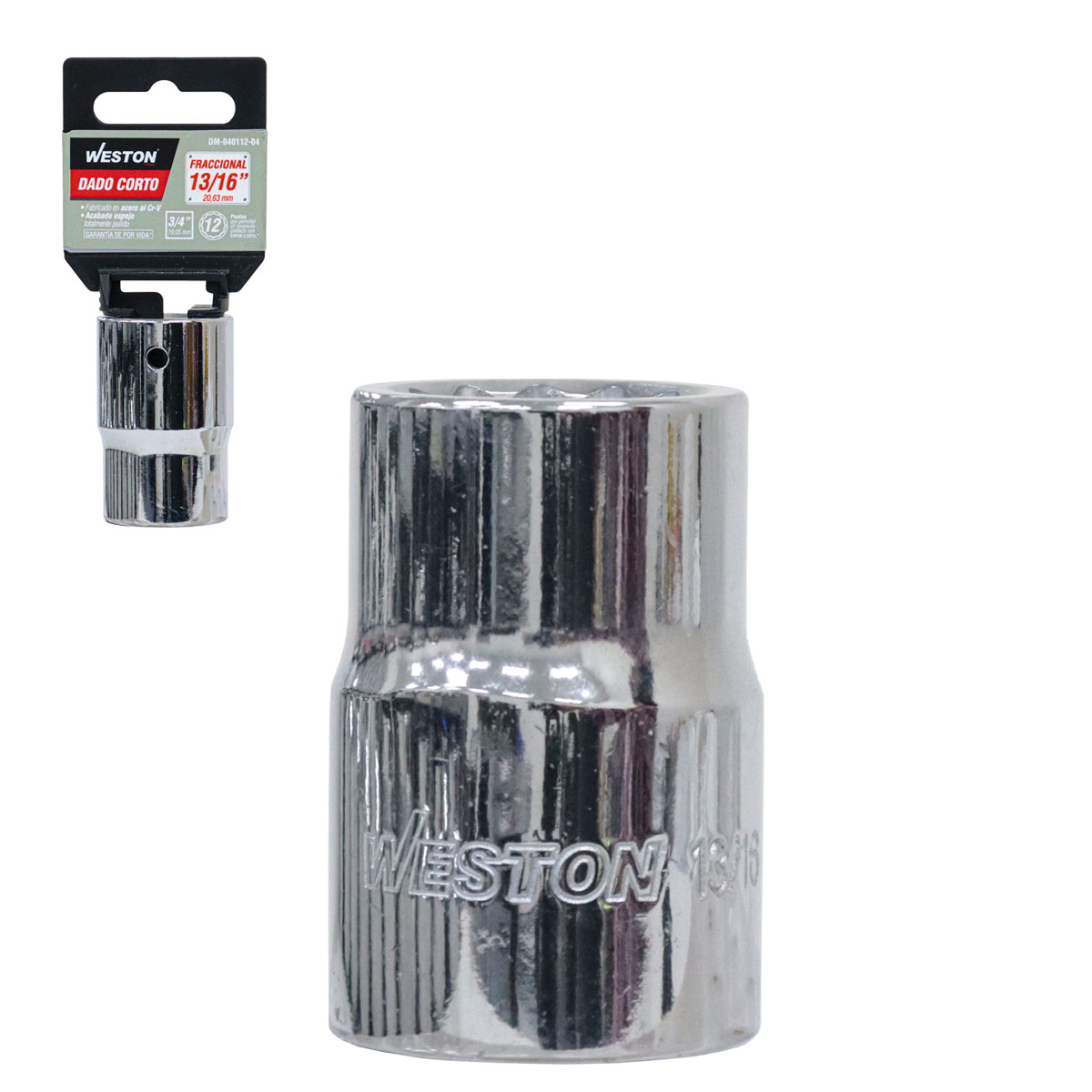 DADO CORTO CUADRO 3/4" 12 PUNTAS, 13/16"