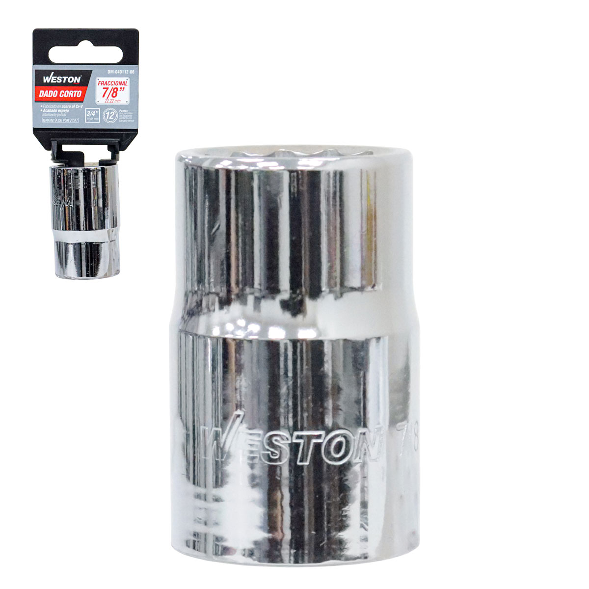 DADO CORTO CUADRO 3/4" 12 PUNTAS, 7/8"