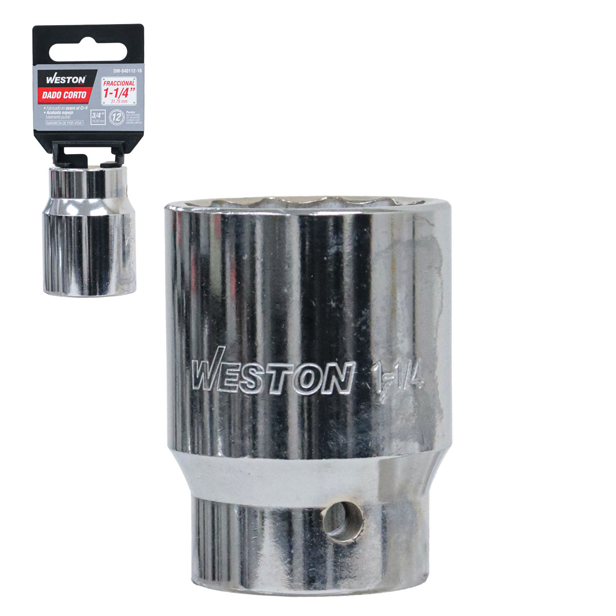 DADO CORTO CUADRO 3/4" 12 PUNTAS, 1-1/4"