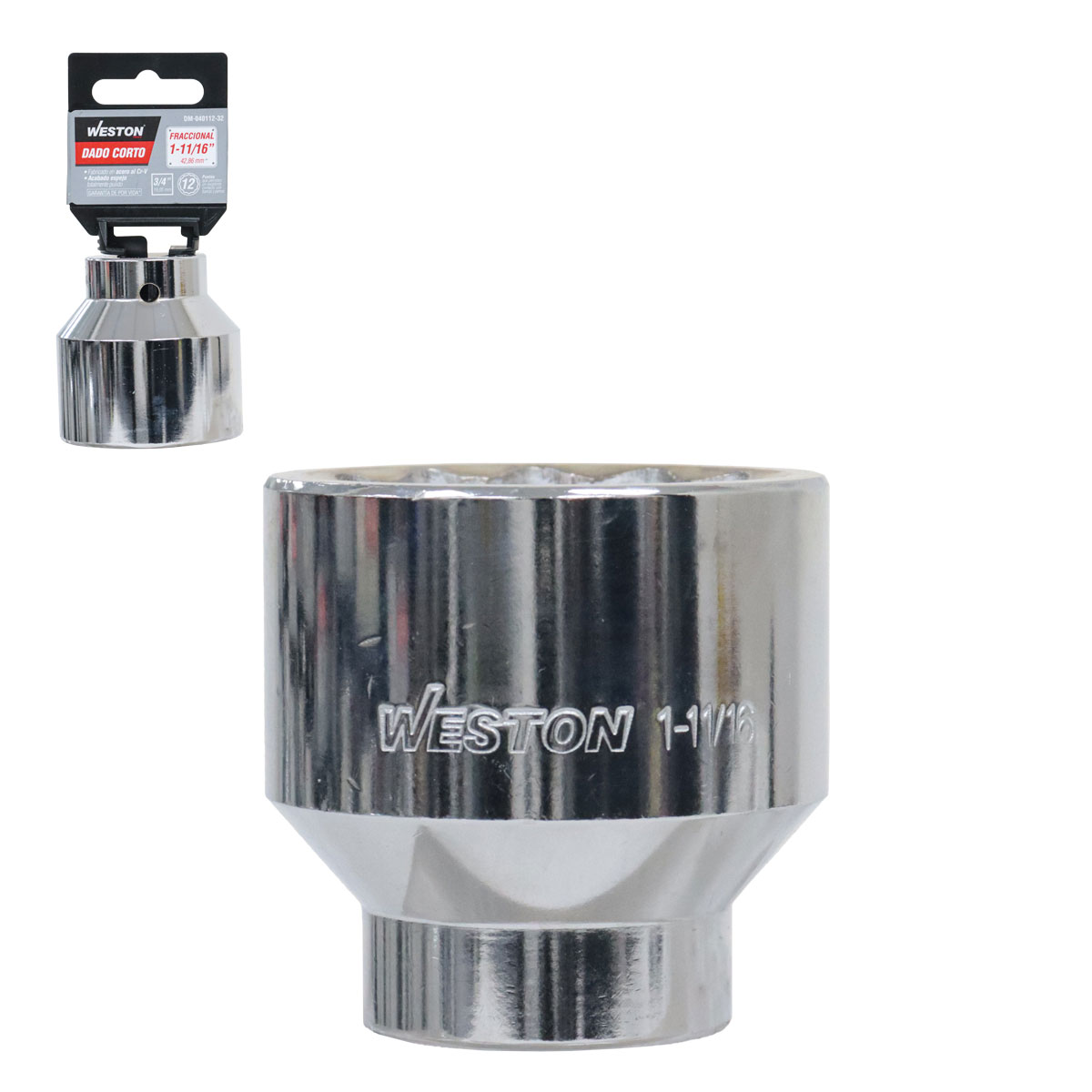 DADO CORTO CUADRO 3/4" 12 PUNTAS, 1-11/16"