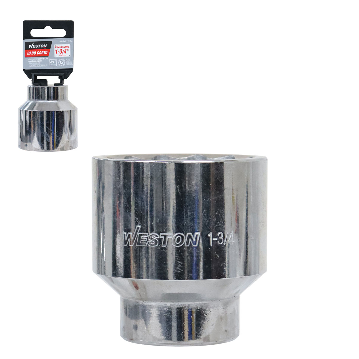 DADO CORTO CUADRO 3/4" 12 PUNTAS, 1-3/4"