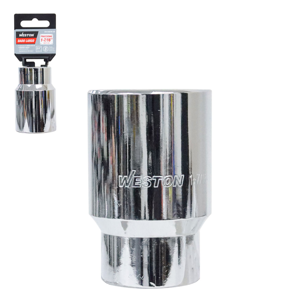 DADO LARGO CUADRO 3/4" 6 PUNTAS, 1-7/16"