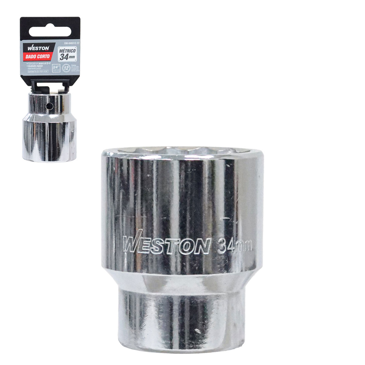 DADO CORTO CUADRO 3/4" 12 PUNTAS, 34MM