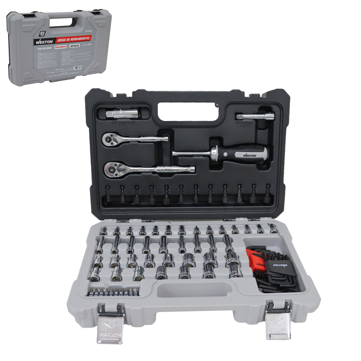 JGO. D/93 HERRAMIENTAS CUADRO 1/4" Y 3/8" FRACC. Y METRIC. P/MECANICO