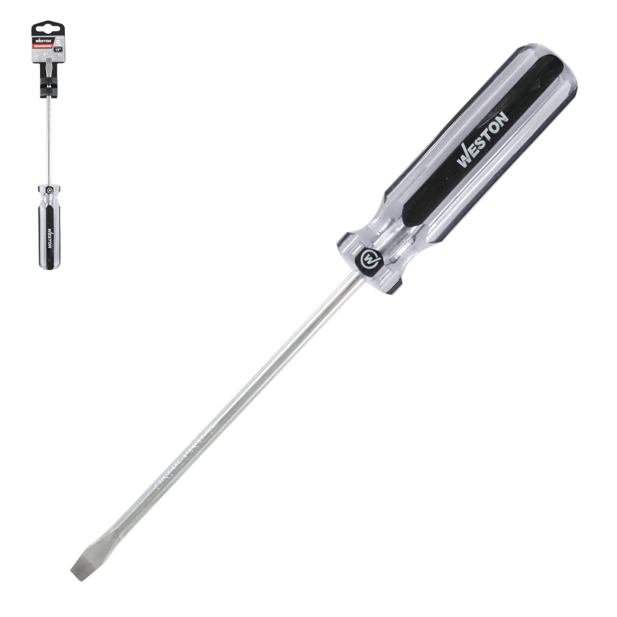 DESARMADOR PLANO 1/4 X 6" MANGO PVC ASME-B107.600 (CAJA C/6 PZAS - PRECIO X PIEZA)