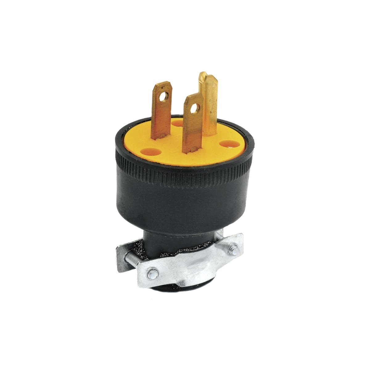 CLAVIJA DE HULE REDONDA ATERRIZADA CON ABRAZADERA 15A 127V 8830100