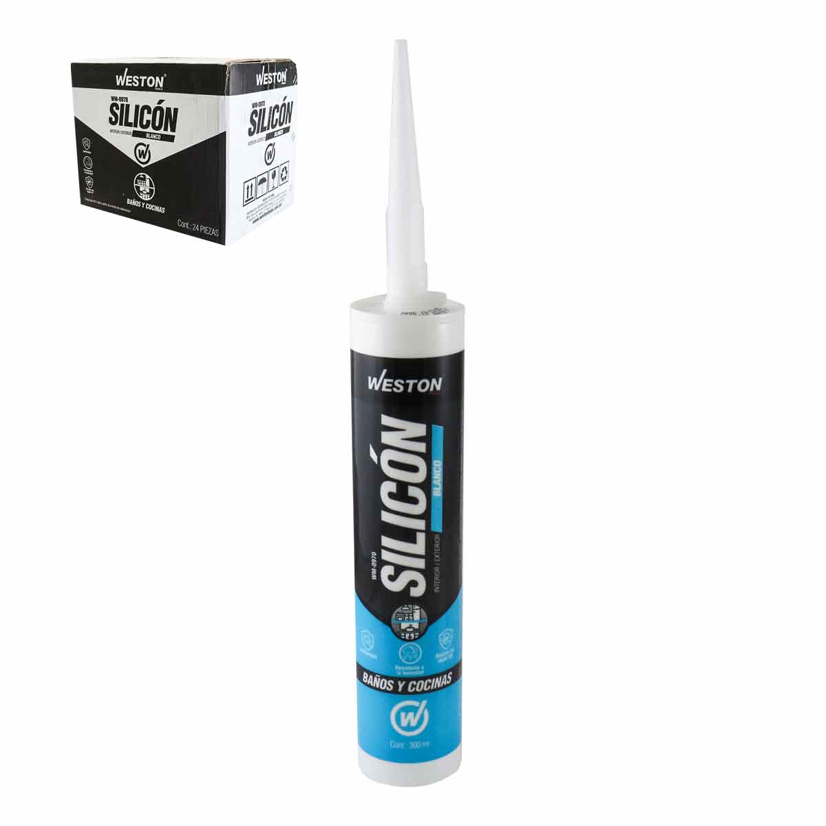SILICON BLANCO P/BAÑOS Y COCINAS CARTUCHO 300ml (NO SE ACEPTA DEVOLUCION)