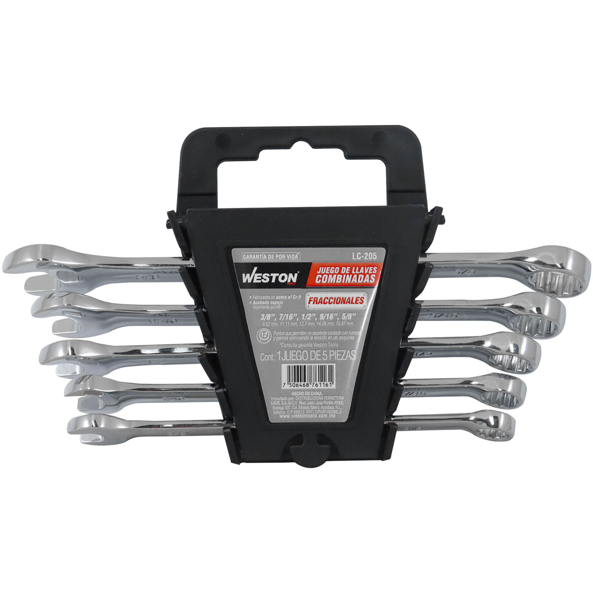 JUEGO DE LLAVES COMBINADAS 5 PZS 3/8" - 5/8" PULIDO ESPEJO CrV