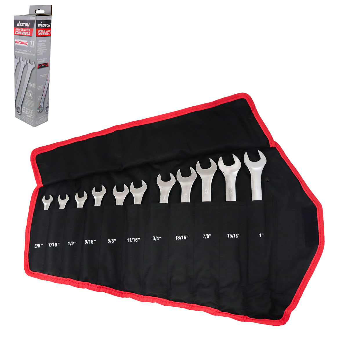 JUEGO DE LLAVES COMBINADAS 11 PZS 3/8" - 1" PULIDO ESPEJO CrV