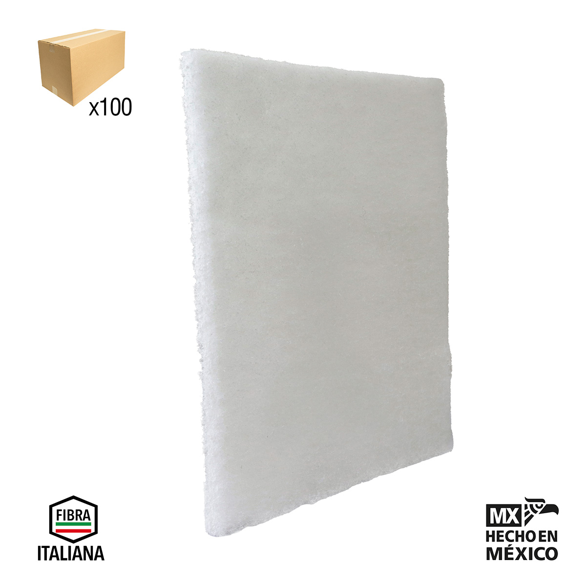 ALMOHADILLA DE FIBRA PRO BLANCA (S/G) 6"x9" (CAJA BULK 100 pzas sin bolsa - Precio x Caja)