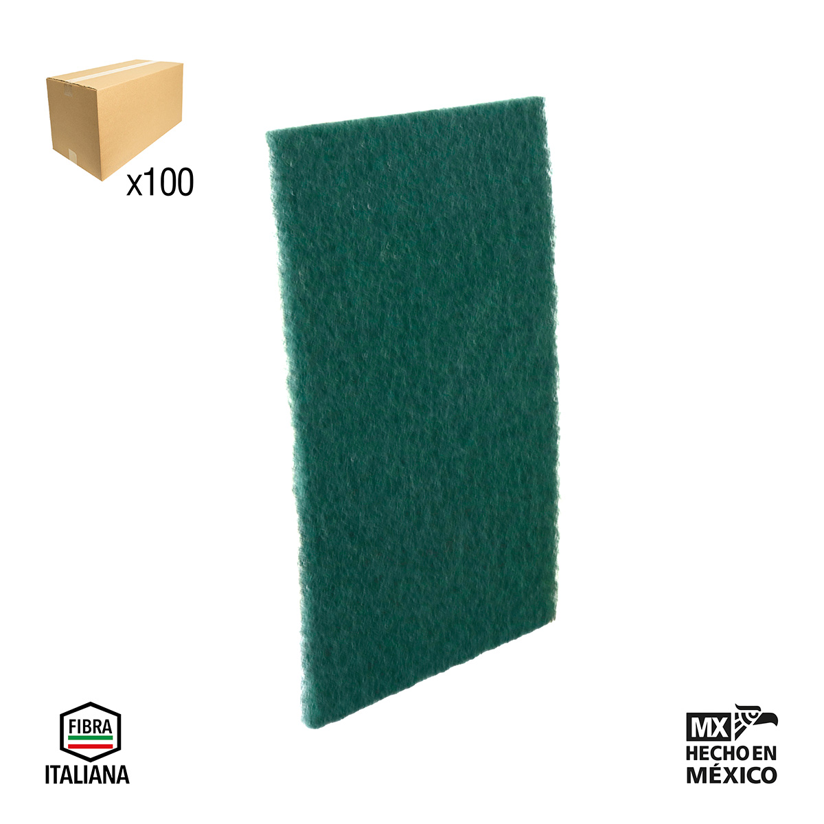 ALMOHADILLA DE FIBRA VERDE OSCURO (MUY FINO) 6"x9" (CAJA BULK 100 pzas sin bolsa - Precio x Caja)